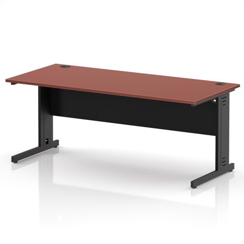 Impulse 1800 x 800mm Straight Office Desk Brick Red Top Black Cable Managed Leg