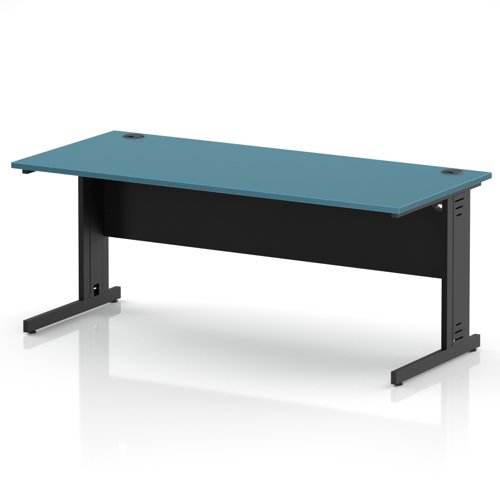 Impulse 1800 x 800mm Straight Office Desk Dark Teal Top Black Cable Managed Leg