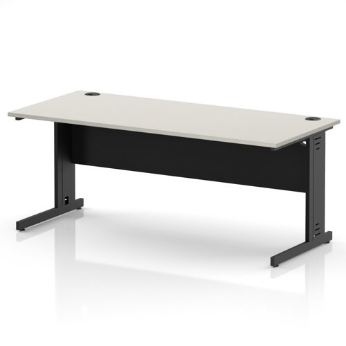 Impulse 1800 x 800mm Straight Office Desk Dove Grey Top Black Cable Managed Leg