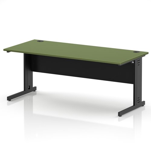 Impulse 1800 x 800mm Straight Office Desk Moss Green Top Black Cable Managed Leg
