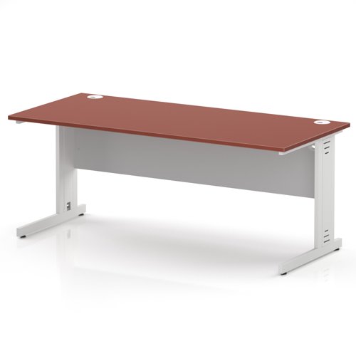 Impulse 1800 x 800mm Straight Office Desk Brick Red Top White Cable Managed Leg