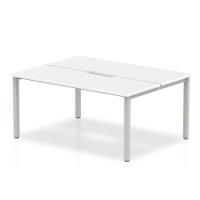 Evolve Plus 1400mm Back to Back 2 Person Desk White Top Silver Frame BE171