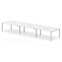 Evolve Plus 1400mm Back to Back 6 Person Desk White Top Silver Frame BE291