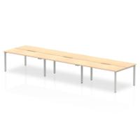 Evolve Plus 1400mm Back to Back 6 Person Desk Maple Top Silver Frame BE294