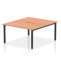 Evolve Plus 1400mm B2B 2 Person Office Bench Desk Beech Top Black Frame