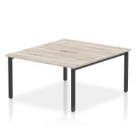 Evolve Plus 1400mm B2B 2 Person Office Bench Desk Grey Oak Top Black Frame