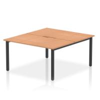 Evolve Plus 1400mm B2B 2 Person Office Bench Desk Oak Top Black Frame