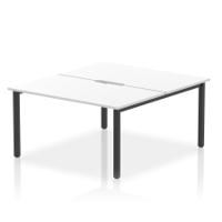Evolve Plus 1400mm B2B 2 Person Office Bench Desk White Top Black Frame