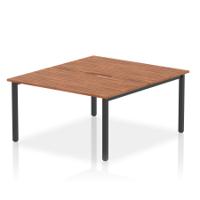 Evolve Plus 1400mm B2B 2 Person Office Bench Desk Walnut Top Black Frame
