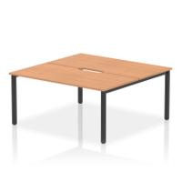 Evolve Plus 1600mm B2B 2 Person Office Bench Desk Oak Top Black Frame
