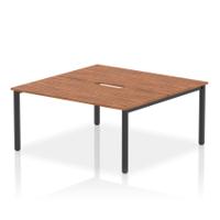 Evolve Plus 1600mm B2B 2 Person Office Bench Desk Walnut Top Black Frame