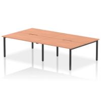 Evolve Plus 1400mm B2B 4 Person Office Bench Desk Beech Top Black Frame