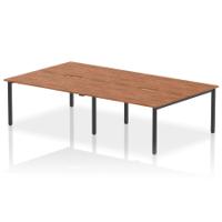 Evolve Plus 1400mm B2B 4 Person Office Bench Desk Walnut Top Black Frame