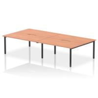 Evolve Plus 1600mm B2B 4 Person Office Bench Desk Beech Top Black Frame