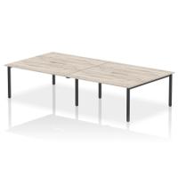 Evolve Plus 1600mm B2B 4 Person Office Bench Desk Grey Oak Top Black Frame