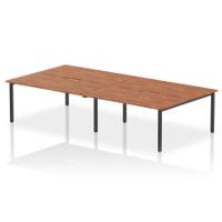 Evolve Plus 1600mm B2B 4 Person Office Bench Desk Walnut Top Black Frame