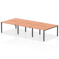 Evolve Plus 1200mm B2B 6 Person Office Bench Desk Beech Top Black Frame
