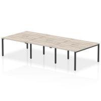Evolve Plus 1200mm B2B 6 Person Office Bench Desk Grey Oak Top Black Frame