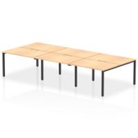 Evolve Plus 1200mm B2B 6 Person Office Bench Desk Maple Top Black Frame