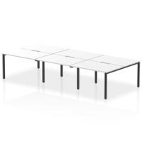 Evolve Plus 1200mm B2B 6 Person Office Bench Desk White Top Black Frame