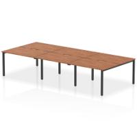 Evolve Plus 1200mm B2B 6 Person Office Bench Desk Walnut Top Black Frame
