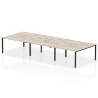 Evolve Plus 1400mm B2B 6 Person Office Bench Desk Grey Oak Top Black Frame
