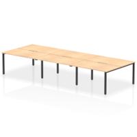 Evolve Plus 1400mm B2B 6 Person Office Bench Desk Maple Top Black Frame
