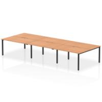 Evolve Plus 1400mm B2B 6 Person Office Bench Desk Oak Top Black Frame