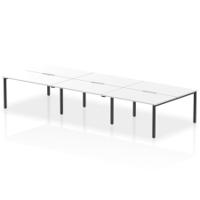 Evolve Plus 1400mm B2B 6 Person Office Bench Desk White Top Black Frame