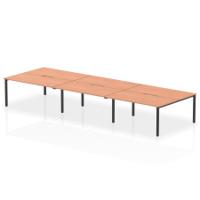 Evolve Plus 1600mm B2B 6 Person Office Bench Desk Beech Top Black Frame