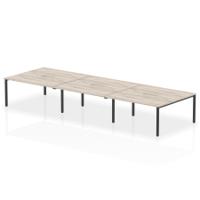 Evolve Plus 1600mm B2B 6 Person Office Bench Desk Grey Oak Top Black Frame