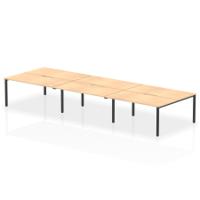 Evolve Plus 1600mm B2B 6 Person Office Bench Desk Maple Top Black Frame