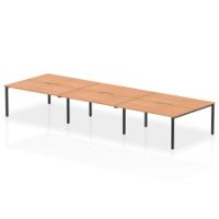 Evolve Plus 1600mm B2B 6 Person Office Bench Desk Oak Top Black Frame