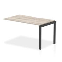 Evolve Plus 1400mm Single Row Office Bench Desk Ext Kit Grey Oak Top Black Frame