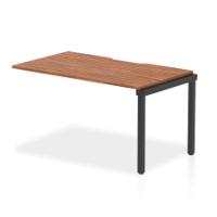 Evolve Plus 1400mm Single Row Office Bench Desk Ext Kit Walnut Top Black Frame