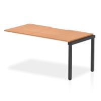 Evolve Plus 1600mm Single Row Office Bench Desk Ext Kit Oak Top Black Frame