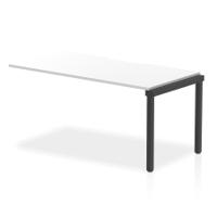 Evolve Plus 1600mm Single Row Office Bench Desk Ext Kit White Top Black Frame