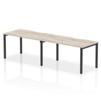 Evolve Plus 1400mm Single Row 2 Person Office Bench Desk Grey Oak Top Black Frame