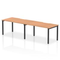 Evolve Plus 1400mm Single Row 2 Person Office Bench Desk Oak Top Black Frame