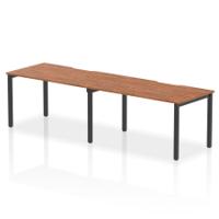 Evolve Plus 1400mm Single Row 2 Person Office Bench Desk Walnut Top Black Frame