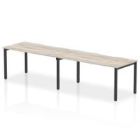 Evolve Plus 1600mm Single Row 2 Person Office Bench Desk Grey Oak Top Black Frame