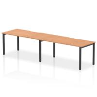 Evolve Plus 1600mm Single Row 2 Person Office Bench Desk Oak Top Black Frame