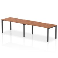 Evolve Plus 1600mm Single Row 2 Person Office Bench Desk Walnut Top Black Frame