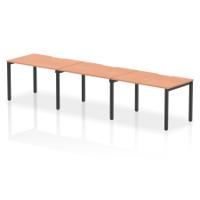 Evolve Plus 1200mm Single Row 3 Person Office Bench Desk Beech Top Black Frame