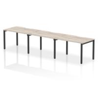 Evolve Plus 1200mm Single Row 3 Person Office Bench Desk Grey Oak Top Black Frame