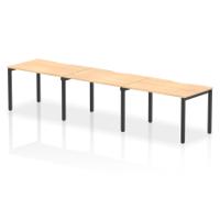 Evolve Plus 1200mm Single Row 3 Person Office Bench Desk Maple Top Black Frame