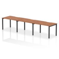 Evolve Plus 1200mm Single Row 3 Person Office Bench Desk Walnut Top Black Frame