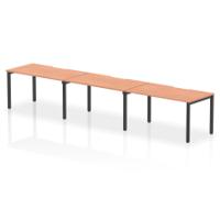 Evolve Plus 1400mm Single Row 3 Person Office Bench Desk Beech Top Black Frame