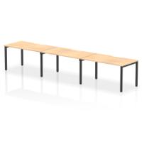 Evolve Plus 1400mm Single Row 3 Person Office Bench Desk Maple Top Black Frame