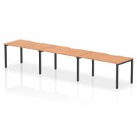 Evolve Plus 1400mm Single Row 3 Person Office Bench Desk Oak Top Black Frame